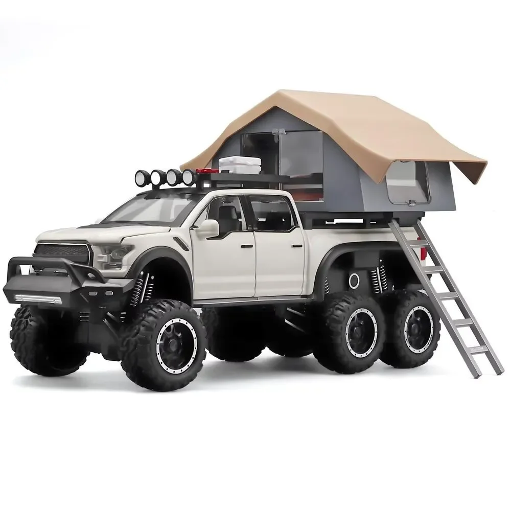 OANMYJJO Diecast F150 Pickup Truck White with Sightseeing Cabin, Lights & Sounds